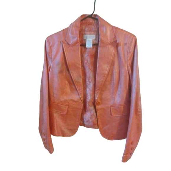 Leather Jacket Worthington Burnt Orange/Rose Gold Hue Legally Blonde Girl Boss S - Picture 1 of 9